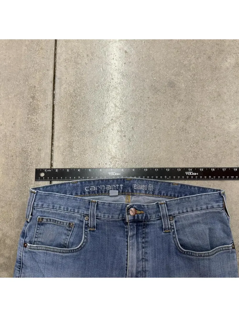 vintage carhartt faded blue relaxed fit jeans size 34 x 32